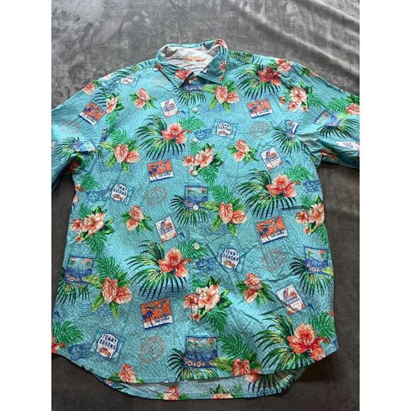 Tommy Bahama Short Sleeve Button Shirt‎ Men's Large Blue Palm Tree - Picture 1 of 6